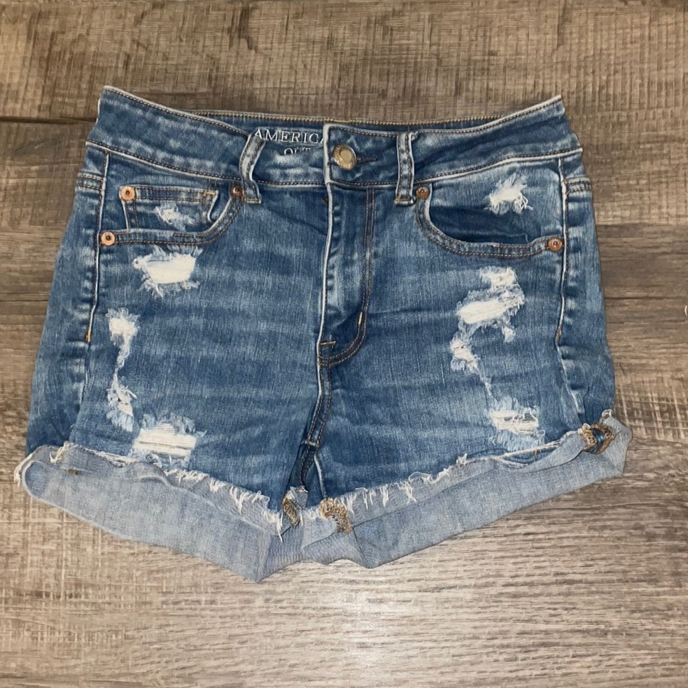 American Eagle hi-rise shortie jean shorts